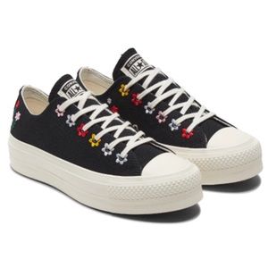 CONVERSE Platform Black Floral Sneakers